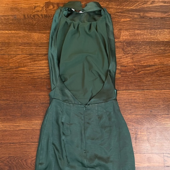 NWT ASOS Satin Halterneck Mini Dress in Emerald Green - Picture 4 of 5